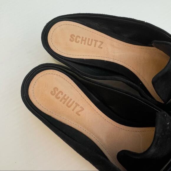 Schutz Eunice mule flat slide clog metallic heel - Picture 10 of 14